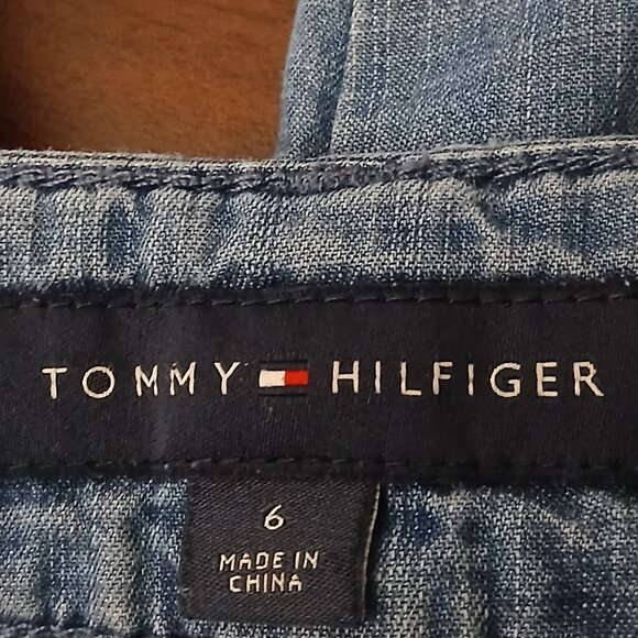 Tommy Hilfiger Jeans Size 6 Chelsea Cargo Jogger Pants Blue Chambray Lyocell - Picture 6 of 8